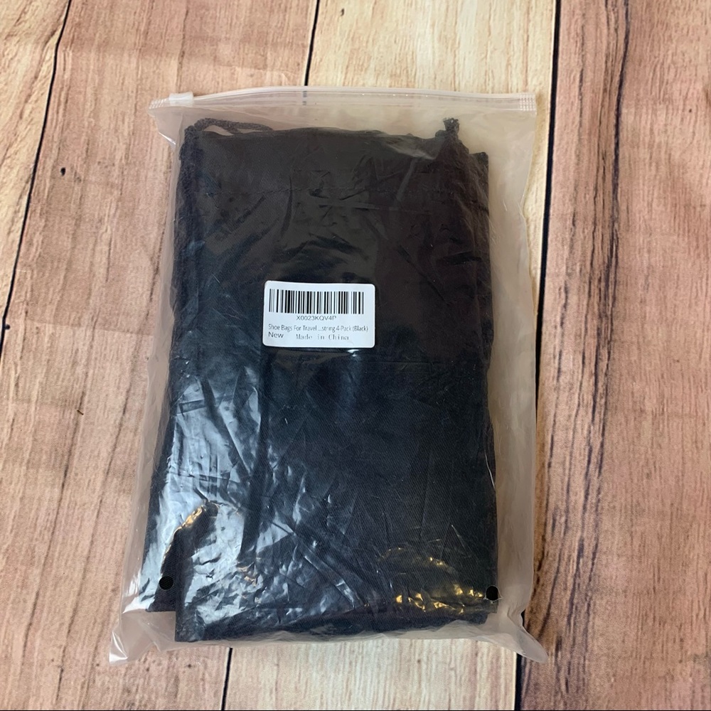 Travel Shoe Bags 4pk Black 2 Zipper Bags 2 Cinch Bags New